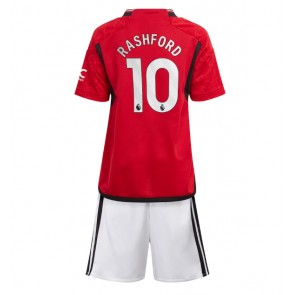 Manchester United Marcus Rashford #10 Dětské Domácí dres komplet 2023-24 Krátký Rukáv (+ trenýrky)